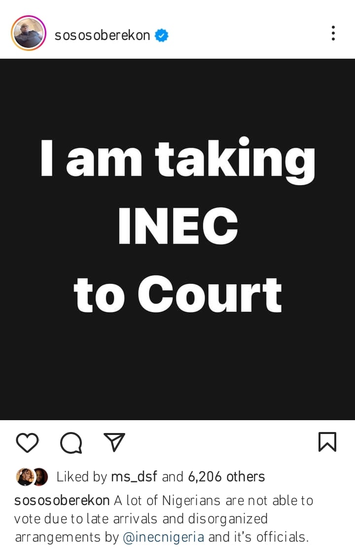 Soso Soberekon to sue INEC