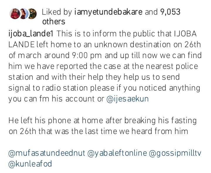 Nkechi Blessing cries out over Ijoba Lande's disappearance