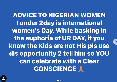 Dave Ogbeni tells Nigerian women what to do on International Women's Day