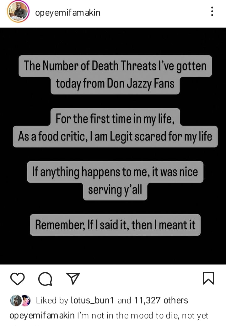 Opeyemi Famakin receives death threats