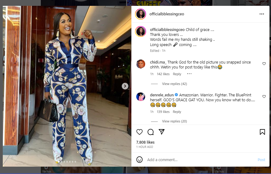 Excitement as Blessing CEO returns to social media after spending weeks in custody