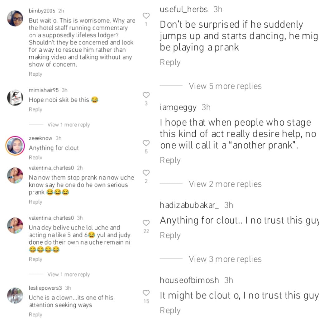 Uche Maduagwu stirs reactions as he is found motionless in Lagos hotel