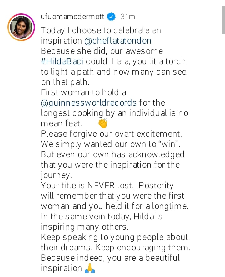 Ufuoma McDermott pens note to Chef Lata Tondon