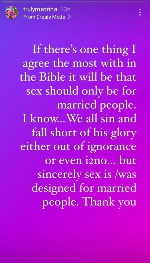 Reactions as Cynthia Morgan says sex is designed for marriage