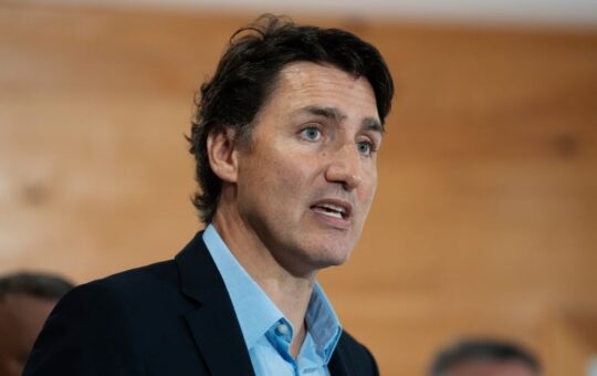 Prime Minister Justin Trudeau speaks to reporters following an announcement at the Island Montessori Academy in Cornwall, P.E.I., Monday, Aug. 21, 2023.