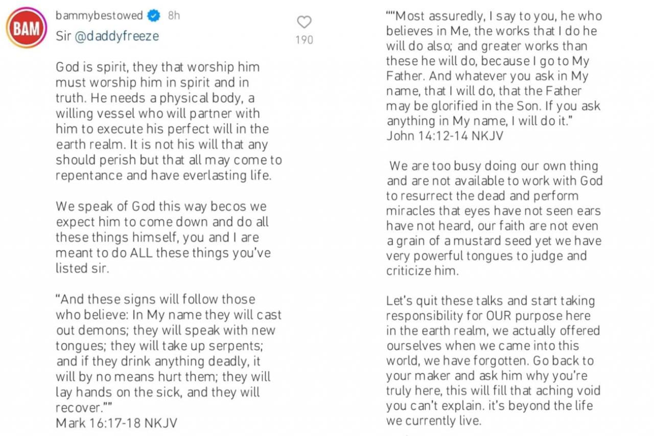 Bambam lectures Daddy Freeze