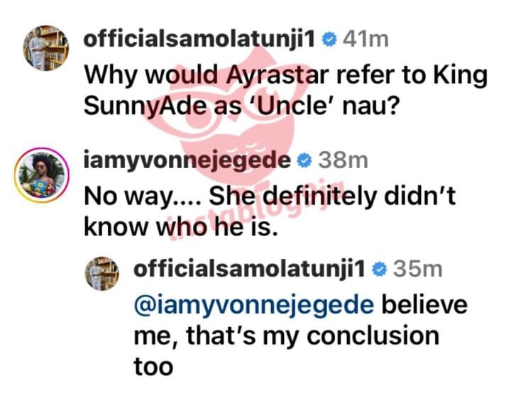 Sam Olatunji slams Ayra Starr over King Sunny Ade