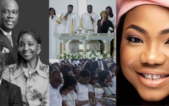 Mercy Chinwo delivers soul-stirring worship songs during the funeral service of Herbert Wigwe