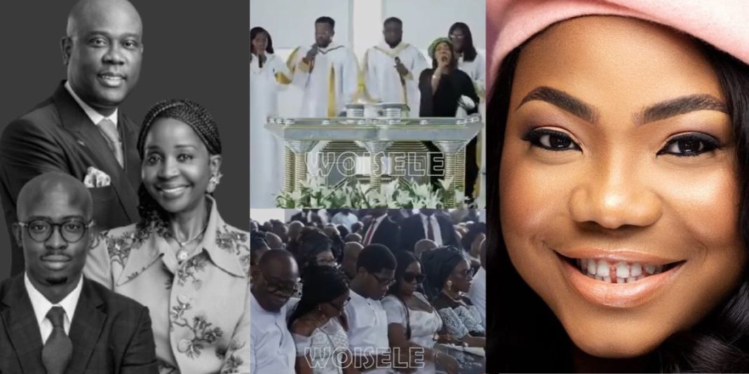 Mercy Chinwo delivers soul-stirring worship songs during the funeral service of Herbert Wigwe