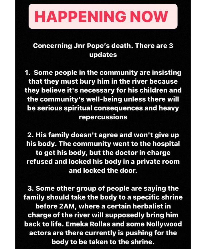 Family and community battle over Junior Pope's body