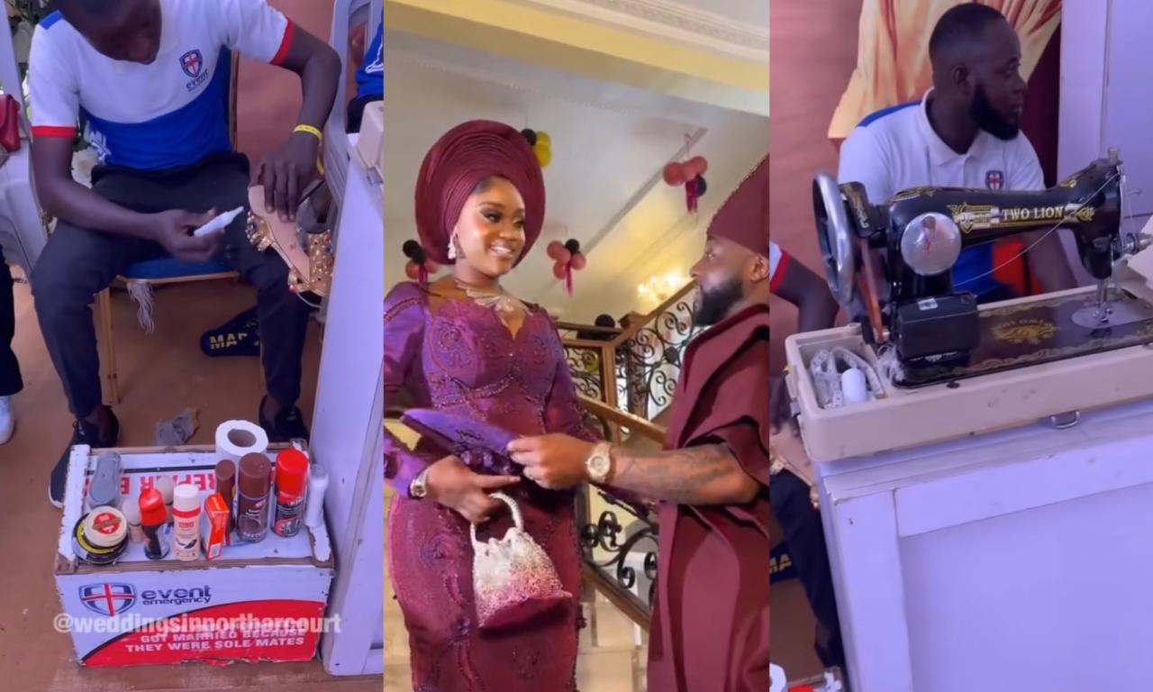 Cobbler,tailor, and first aid kit made avaialable at Davido's wedding.
