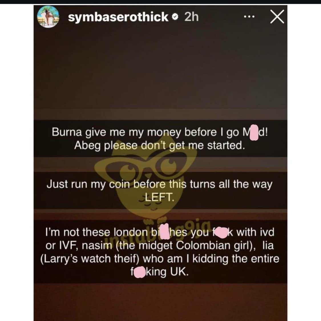Burnaboy gets called out over unpaid debt.