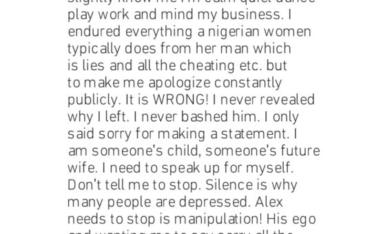 Fancy Acholonu reveals Alex Ekubo cheated on her